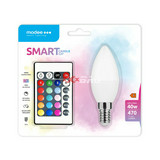 LED lámpa B35 DIM RGBW-távirányítóval gyertya 4,9W- 40W E14 470lm DIM 220-240V AC LED Smart C4,9WE14RGB-R