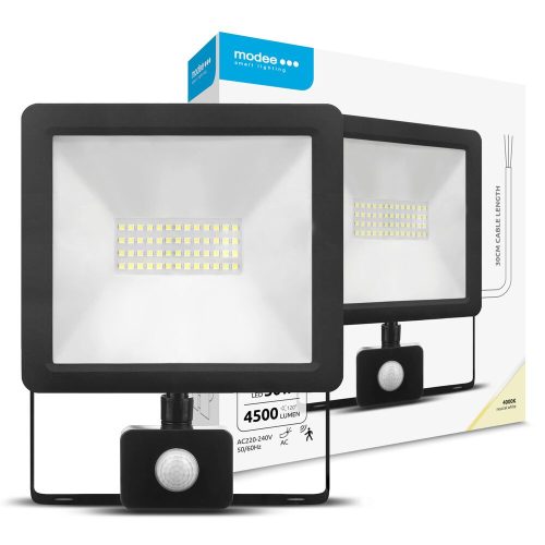 LED fényvető érzékelős 30W 220-240V AC 2700lm 6000K fekete alumínium IP65 Slim-A2 Modee FLS6000K30WSA2N