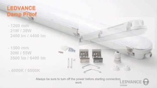 LED porpáramentes lámpatest ház védett LED T8 LEDVANCE 2X120 CM GRE21200