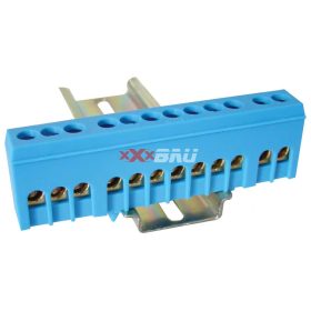   Tracon NPE-ZB, Szigetelt földelősín (N/PE), zárt, kék 230/400VAC, 100A, 6×9mm, 12P, IP20