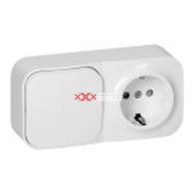   ORNO OR-OE-7207(GS)/W Felületre szerelhető egypólusú kapcsoló + egyaljzatos ToDo, IP20, 2P+F, Schuko, fehér