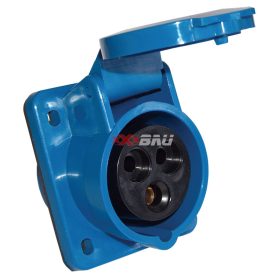   Ipari dugalj beépíthető 2P+E 32A 230V(50+60Hz) kék ferde IP44 műanyag 6h-pozíció csavaros TRACON TICS-323